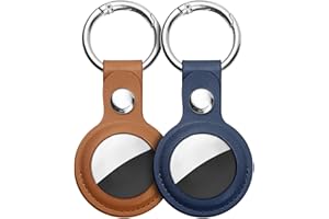 Ainiv AirTag, 2 pièces, étui AirTag Porte-clés en Cuir, localisateur de clés Portable AirTag pour Sacs à Dos et Animaux domestiques, Mini Housse de Protection Tracker pour Cordon AirTag