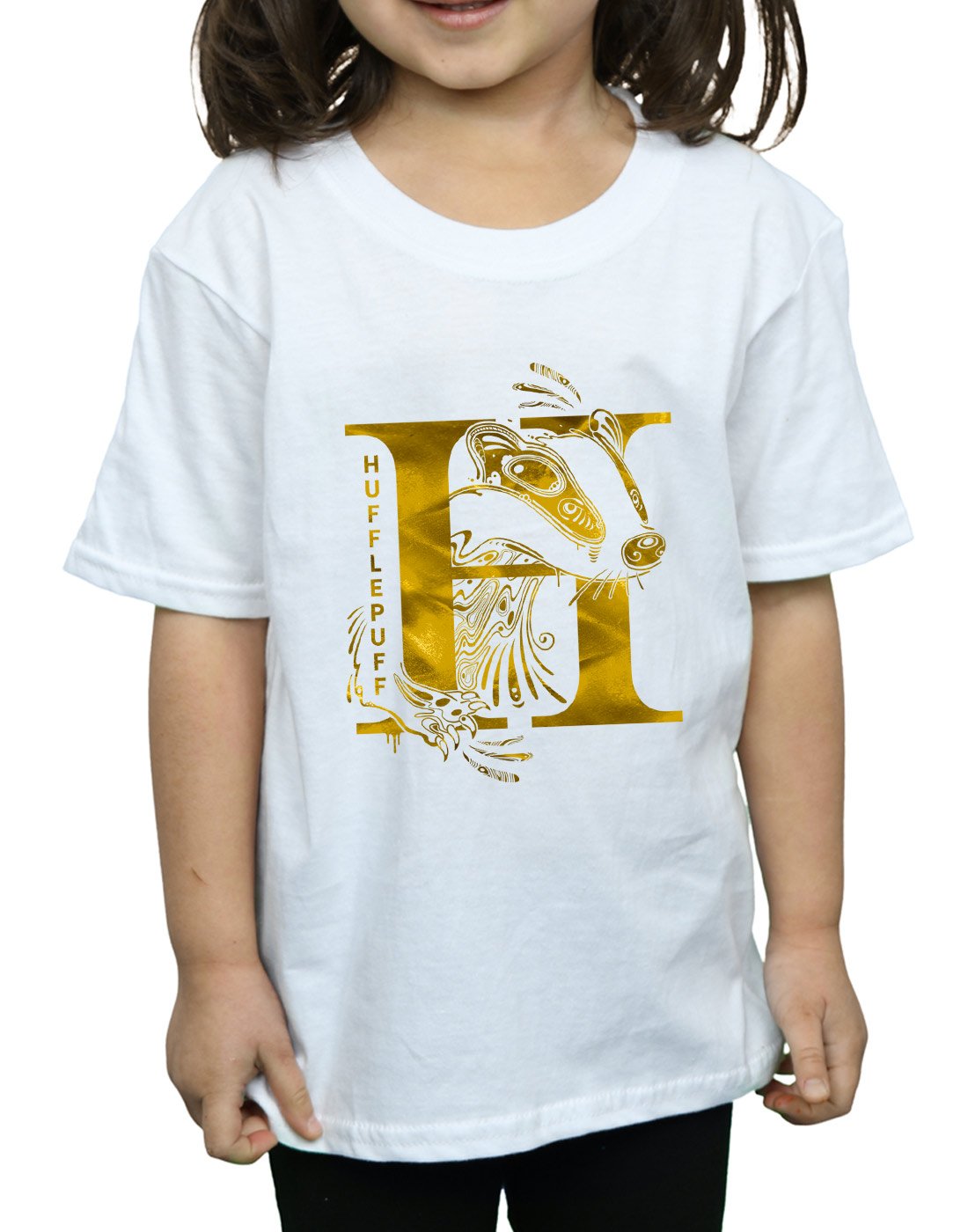 Absolute-Cult-Harry-Potter-Mdchen-Hufflepuff-Badger-T-Shirt