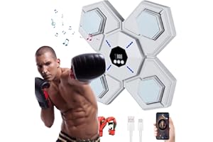 YAASIER Macchina da Boxe Musicale, Intelligente Elettronica Boxing Machine Montato a Parete con Luce a LED, Bluetooth Elettronica Boxe Macchina da Parete con Guanti per Exercise, per Adulti e Bambini (Bianco)