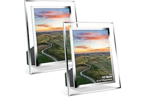 FoiiLiio Set di 2 Cornice 13x18,Cornice Portafoto in Argento,Foto Cornice in Vetro per Ritratti,per Pareti e Tavoli,Cornice Trasparente per Matrimonio,Soggiorno,Casa