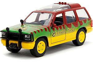 Jada- Jurassic Park Coche 4x4 Ford Explorer, Especial 30 Aniversario de la Película Original Parque Jurásico, Escala 1:32 (15cm), Metálico, Partes móviles, A Partir de 8 Años (253252022)