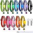 TZAONEN Reflective Cat Collars with Bells and Safety Release 12 pack & 2 pack Anti-Lost Tags