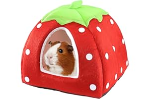 MYGEROMON Small Pet Bed for Small Rabbit Guinea Pig Hamster Bunny Animals Warm Sleeping House for Winter (Red)