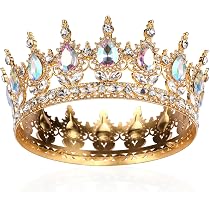 CURASA Goldfarbene Tiara-Krone – 12,5x5,8 Cm Mit Kristallen | Prinzessinnenkrone Für Hochzeit, Abschlussball & Cosplay