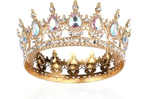 HENGKAIXUAN Diadème rond pour fille - Couronne baroque en cristal - Strass étincelants - Coiffe de princesse - Pour carnaval, mariage, bal, anniversaire, concours de beauté, fête - Accessoires pour cheveux