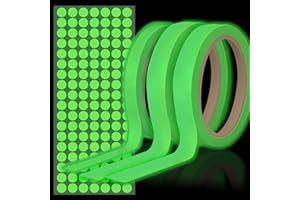 Daily Treasures 3 Rolls Glow in the Dark Tape,15 Meters Fluorescent Tape,Waterproof Self-adhesive Green Light Luminous Tape with Dot Stickers,for Stairs Stage Wall Lamp Decoration