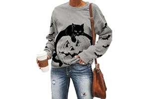 Svart katt på pumpa sweatshirt halloween tröjor för kvinnor höst pumpa ansikte t-shirt lätt pullover toppar