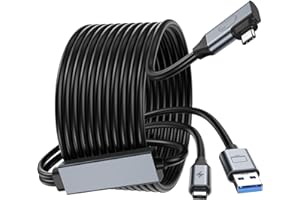 GlasFlength Câble Link 5M, USB 3.0 à USB C Link Cable avec Transfert de Données 5Gbps Charge Rapide Câble Link en Nylon Compatible avec Quest2/Pro, PICO 4/Pro, Oculus Quest 2, Meta Quest 3 (Noir)