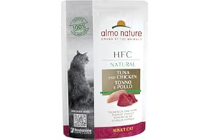 Almo Nature - HFC Natural -Thon et Poulet– Nourriture Humide pour Chat Adulte: 24 sachets de 55g