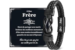 VU100 Cadeau pour Fils/Frère/Homme Bracelet en Cuir pour Homme Garçons Frère Cadeau Anniversaire pour Lui Fils Idee Saint Valentin pour Lui Noël pour Garçons Petit Ami Mari Fiancé