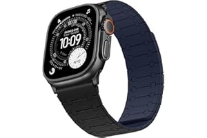 Sixmoat Double Sided Wearable Magnetic Strap Compatible with Apple Watch Strap 49mm 46mm 45mm 44mm 42mm for Men Women,Soft Silicone Band for iWatch Ultra SE Series 11 10 9 8 7 6 5 4 3, Dark Blue-Black