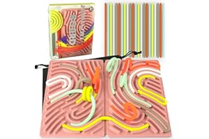 TEAM TOWER GAME Sensory Activity Board, Foldable Silicone Sensory Fidget Toys for Kids& Adults, Larger Double-Sided Fidget Board for Calming Stress ADHD& Autism, Quiet Mess-Free Toys- Portable Travel Bag& 22 Strings