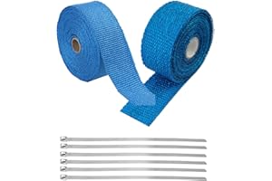 YouYuer Nastro Termico Isolante in Fibra di Vetro,2pcs Bende Termiche Scarico Bende Termiche Moto Nastro Benda Isolamento Termico Collettori di Scarico per Auto Moto Vano Motore(2.5CM X 5M) (Blu)