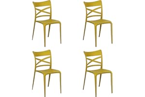 Totò Piccinni Sedia SCOTLAND in polipropilene in fibra di vetro design impilabile (Giallo Senape, 4)