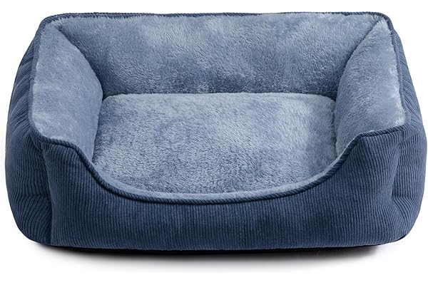 Hollypet Panier pour Chat Lit pour Chat et Chiot, Niche Maison pour Chat et Petit Chien, Lit Coussin Doux et Respirant pour Sommeil, Bleu-Gris (55 * 45 * 15cm)