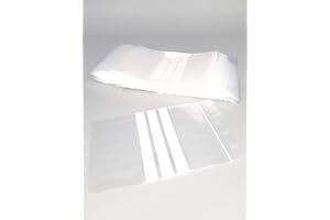 PROGOM Busta con chiusura a zip, 3 strisce bianche, confezione da 100 - 50 micron (100 x 150 mm)