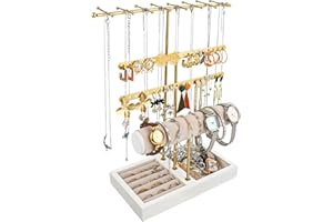 UTOCLEC Porte Bijoux, Présentoir à Bijoux, Organisateur de Bijoux, Présentoir Accessoires, Arbre à Bijoux à 4 Niveaux, Porte Bijoux Femme pour Colliers, Boucles d’Oreilles, Bagues