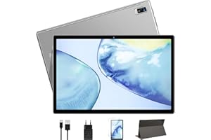 Oangcc Android 12 OS Tablet, Tablette 10 Pouces avec 5G WiFi, 4Go RAM+64 Go ROM(TF/512 Go), 8 Core, 2.0 GHz, GMS Certified, 8000mAh, Bluetooth 5.0, 5+8MP, Widgets Display, Tablet with Case -Gris