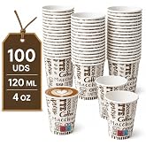 LAN&amp;LAN Disposable Coffee Cups &ndash; Paper Cups for Carrying Hot Drinks in Hospitality, Events and Catering (100, 120 ml)