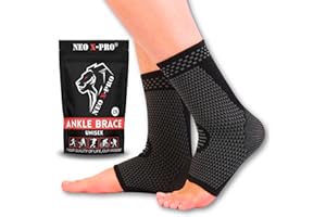 NEO X-PRO (2 Unità) Cavigliera Ortopedica per Distorsione - Stabilizza la Caviglia e previene i nodi - Offre supporto e compressione - facilita il recupero degli infortuni - Tutore Caviglia (M, Nero)