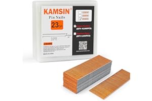 KAMSIN KIMSING 23 Gauge Optional Pneumatic Micro Headless Pin Nailer, 12-25mm Length Air Power Headless Pin Nail Gun for Crafts, Cabinets (P625 Pin Nails (25mm Length, Copper Coating)