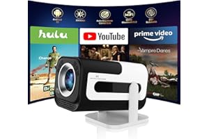 ENUOSUMA Mini Projector,Support 4K 1080P Portable Projector with Dual Band WIFI6 Bluetooth 5.0 Android 13, 200 ANSI Lumens, 180° Rotatable, Auto Keystone Correction, 85"-130" Screen Video Projector