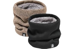 Rayson 2 Piezas Braga Cuello de Invierno Hombre Mujer, Bufanda Tubular de Lana y Punto, Calentador de Cuello con Forro de Felpa Grueso y Elástico