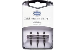 Brause - Ref 300511B - Puntas de dibujo de metal semiflexibles (paquete de 3) - Puntas bastante duras y muy finas - Apto para escritura en placas de cobre inglés y caligrafía precisa