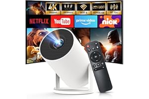 [Auto Keystone] Proyector Inteligente con Wi-Fi 6 Bluetooth 5.4, 1080P 4K Soporte, Android 11, Apps Integradas, Mini Proyector Portatil Compatible con HDMI/iOS/Android/US LYNCAST HY300 Pro