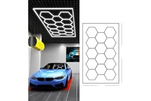 YuWangg lampada a led esagonale, plafoniera a led a nido d'ape, luci esagonali per garage, adatte per la decorazione di auto, pellicola luminosa per l'illuminazione di postazioni di lavoro e officine