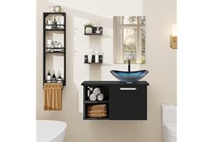 ZealWe Badmöbel Set (Waschbecken mit Unterschrank Spiegel Handtuchhalter), Badzimmermöbel Badzimmerschrank Waschbeckenunterschrank 71cm mit Waschtish, 3-stufiges Badezimmerregal, Wasserhahn Set, Blau