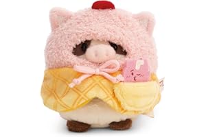 NICI zestaw pluszowy- krowa Moona 8 cm z koktajlem mlecznym i kostiumem loda w pudełku upominkowym - biały - Miękki plusz, uroczy do przytulania i zabawy, dla dzieci i dorosłych - 61655