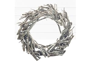 ‎BADA BING Bada Bing XL Weidenkranz Holz Kranz aus Zweigen - Natur Geäst Naturprodukt Ø ca. 33 cm Weiss grau braun - Landhaus Stil Deko Tischdeko Wanddeko Adventskranz Türkranz Deko