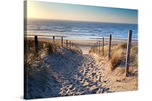PICANOVA – Canvas Print 120x80 cm – Canvas Art Print Wall Art – Wall Decor Picture Stretched on Wooden Frame – Path to the Sea Beaches Collection