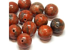 PERLIN Perlas de piedras preciosas de jaspe Sesam rojas de 8 mm, redondas, piedras semipreciosas, accesorios para manualidades, joyas de diseño (8 mm – 15 unidades)