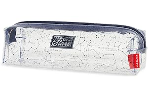 Legami Milano Astuccio Trasparente, 19.5x5.5 cm, per Penne, Matite, Evidenziatori, Pastelli, Trucchi, TPU Trasparente, Chiusura a Zip, Stars
