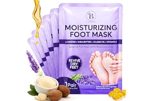 Återfuktande fotmask med lavendel - shea Jojoba E-vitamin - 6 par | Ritual spa hemma på 30 minuter, återställer mjukhet och flexibilitet, idealisk gåva för en tid av välbefinnande - 6-pack