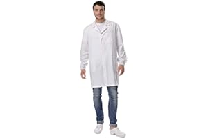 Amelia Camice Bianco Unisex da Laboratorio - Norma CE - abbottonatura Nascosta, Polso con Elastico