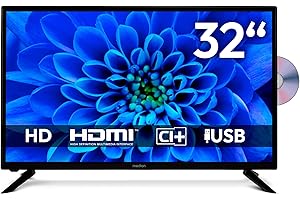 MEDION 80 cm (32 Zoll) HD Fernseher (integrierter DVD-Player, Triple Tuner Receiver DVB-T2 DVB-C DVB-S2, 2 x HDMI, USB, Kopfhöreranschluss, AV in, Mediaplayer, CI+, MD 832001)