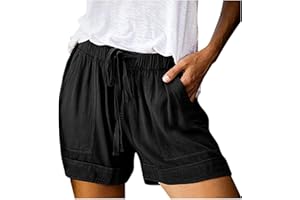 oglccg Womens Fashion Casual Cotton Shorts Plus Size Elastic Waist Drawstring Shorts Solid Color Shorts with Pockets Summer Ladies Three Part Pants Lightweight Ladies Shorts Lounge Beach Shorts