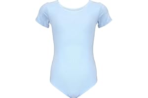 Aquarti Girls' Ballet Leotard Short Sleeve Dance Bodysuit