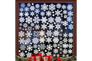 HZZYCER Christmas Window Snowflake Stickers, 93 PCS Reusable Christmas Window Decorations Double Sided Xmas Window Stickers Scene for Glass