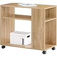 SoBuy FBT34-N Side Table with Casters Printer Table Newspaper Rack Coffee Table Bedside Table with Casters - Wood