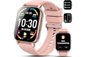 HOXE Montre Connectée Homme Femme avec Appels Bluetooth, 1.85" HD Smartwatch avec 112 Modes Sportifs/Podometre/Sommeil/Cardiofrequencemetre, Etanche IP68, Montre Connectée pour Android iOS, Or Rose