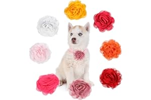 FdcLixuvol 8 Pcs Flower for Dog Collar Dog Flowers Collar Accessory 3 inch Colorful Cat Puppy Charms Pet Flower Collars Soft Dogs Tie for Dogs Grooming Charms Accessorie