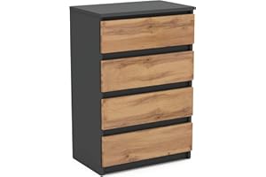 MRBLS_HOME MRBLS Kommode mit 4 Schubladen Sideboard Schubladenschrank Kleiderschrank Modern Möbel mit Schubladen für Ihr Schlafzimmer (Grau Matt - Wotan) – 60 x 92,5 x 33,5 cm (B/H/T)