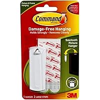 Command Wire-Back Sawtooth Frame Hangers, Holds Up To 5 Lbs, 3-Hangers, 6 Strips