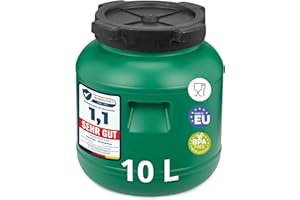 Garronda 10 litros Bidón de plástico, Barril alimentario en HDPE y sin BPA, depósito de agua, Barril universal de boca ancha, tonel de jardín, Contenedores de almacenamiento GD-0142, Verde