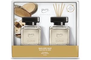 ‎IPURO ipuro - Essentials Raumduft CEDAR WOOD 2x50ml | Raumerfrischer mit Orange, Zitrone, Rosmarin, Ylang Ylang, Sandelholz & Vanille Duft Aroma | Diffuser mit Stäbchen | Lufterfrischer für die Wohnung
