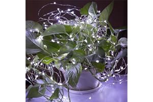 Fossean Garden Fairy Lights, 2M 20Lights Warm Copper Wire Lights, Solar Powered String Lights for Yard Outdoor, Christmas Tree, Courtyard Wall Fence Balcony Garden Ornaments Decor